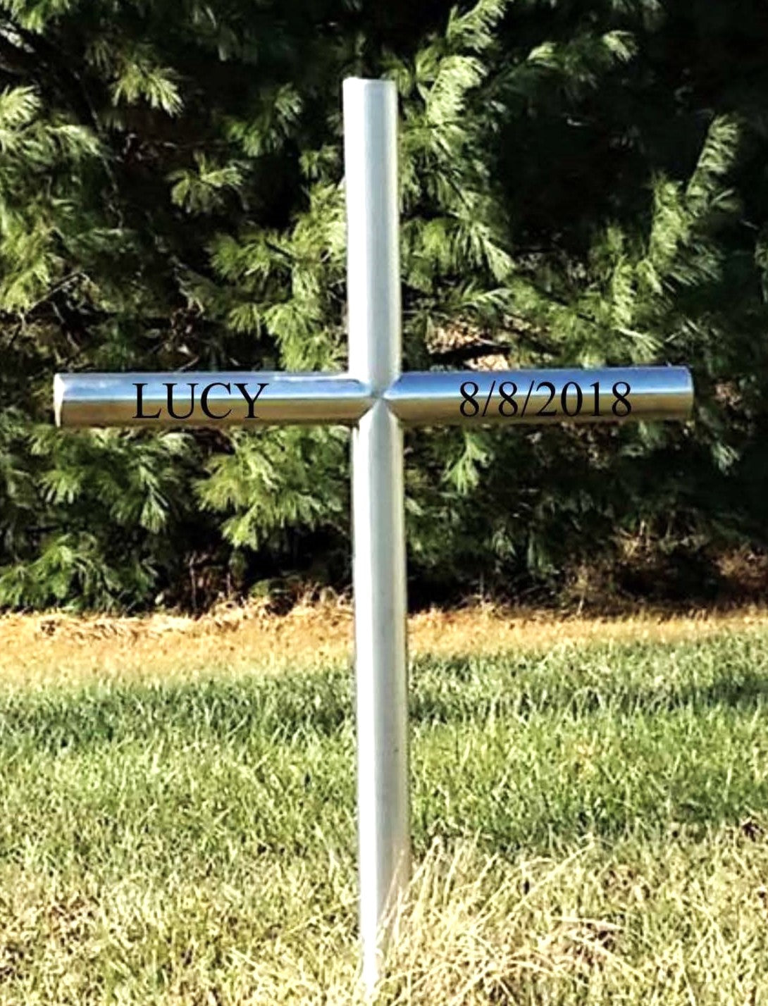 Memorial Cross With Custom Engraving. Everlasting Cross is A Large Size 21 inches by 41 inches and No Maintenance, It Is Timeless, Like the Loved One Passed, A Parent, Lost Pet, Soldier or Officer. Remembering Them Is Keeping Their Memory Alive