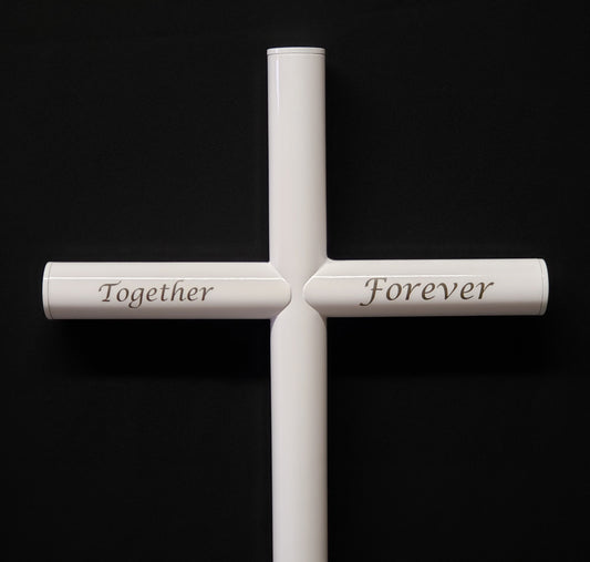 Everlasting Cross Memorial In White Finish, Customize Engraved On Small 13 inches by 32 inches, Can Be An Cremation Urn for Your Loved One Loss, Pet Loss, Human Memorial, Customized Memorial For The Loved One Passed