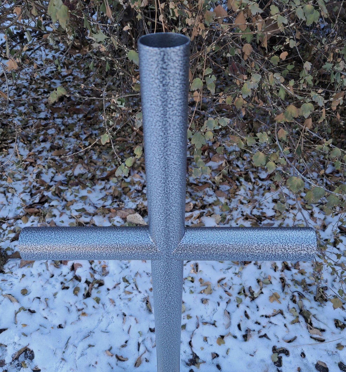Perfect outdoor urn memorial starts with close view of open end caps, finished in Silver Vein, with or without personalized engraving. Loved ones #Ashes, #Letter, #Collar, #letter, #keepsake