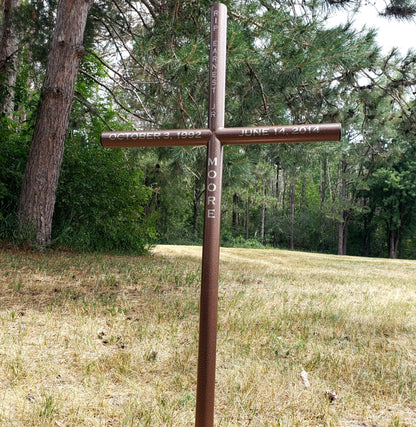 Tribute Memorial Is Uniquely Engraved  In A Copperplate Font.  Preserving The Memory Of A Loved One.  Shown In Size Large 21 Inches Wide by 41 Inches Tall. Standing Directly Into The Earth As A Tribute To Their Life Forever.