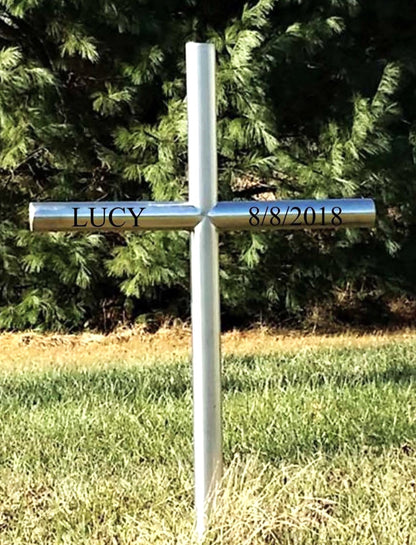 Memorial Cross With Custom Engraving.  Everlasting Cross is A Large Size 21 inches by 41 inches and No Maintenance, It Is Timeless, Like the Loved One Passed, A Parent, Lost Pet, Soldier or Officer. Remembering Them Is Keeping Their Memory Alive