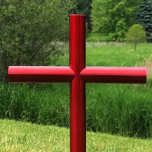 Everlasting Cross in Fiery Red For The Loved One Lost Who Was The Life Of The Party. Their Memorial Should Be As Fiery And Unique As Them. Engrave Use As A Cremation Urn To Remembre Their memories