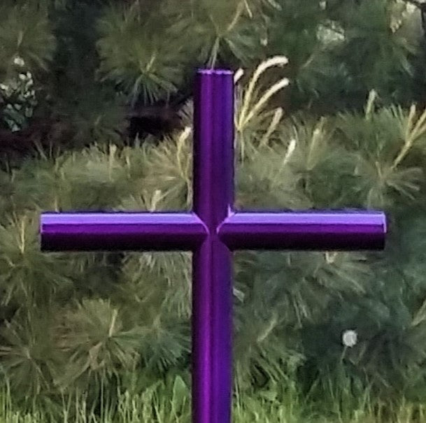 Everlasting Cross in Purple Can Memorialize Our Loved One Lost, Fallen Officer, Fallen Soldiers or Pet. Time Lost, Becomes Memories Of Treasures, Preserved As An Urn, Keepsake Memorial For All Passed, Human, Pet, Reptile, Bird. All Remebered And Uniquly Customized Engraved