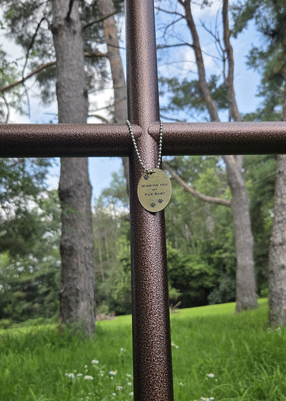 Three paw prints engraved on Gold EC Angle Charm and silver chain remembering that special moment.