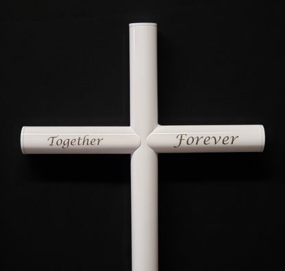 Everlasting Cross Memorial In White Finish, Customize Engraved On Small 13 inches by 32 inches, Can Be An Cremation Urn for Your Loved One Loss, Pet Loss, Human Memorial, Customized Memorial For The Loved One Passed