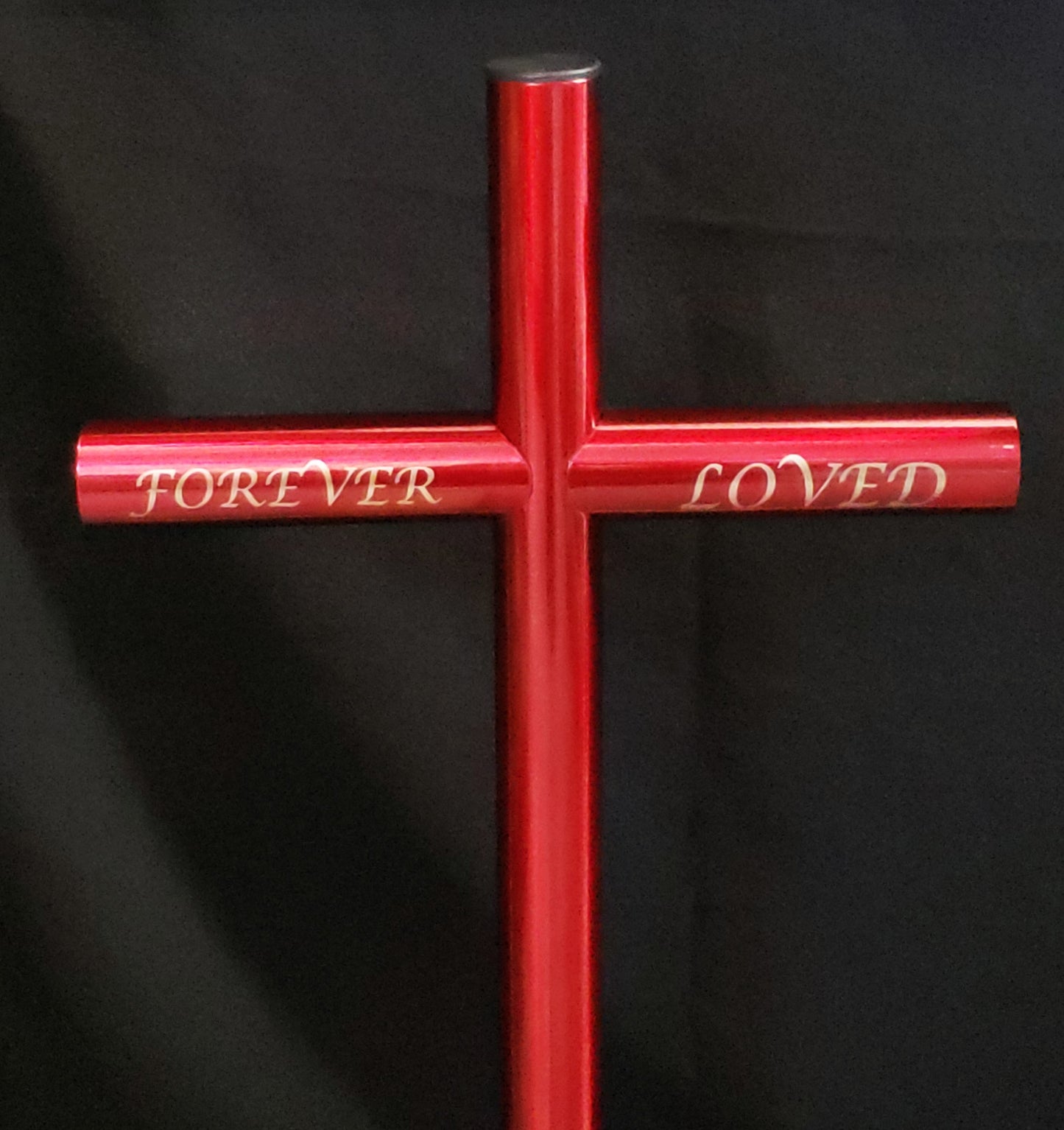 Red Everlasting Cross Memorial Engraved Forever Loved. Outside Memorial for Cat, Dog, Mother, Father, Sister, Brother Or Any Loved One Passed. Cremation Urn Can Be Fore Ashes, Keepsake Capsule For Burial. Place In Garden, By A Tree, Gravesite