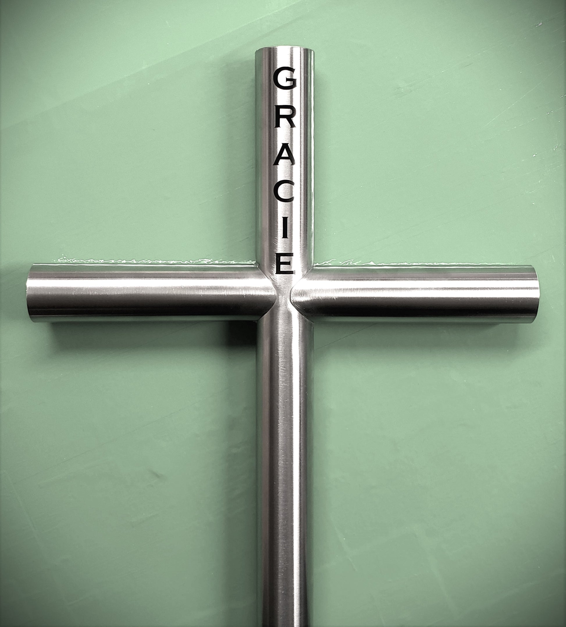 Everlasting Cross Small Memorial Cross, Engraved in Copperplate on top vertical, uniquely for them. Outdoor Memorial Becomes A Monument Keepsake.
